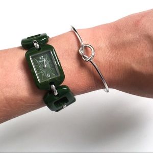 Fossil green resin stainless steel wrist watch